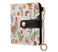 ODAWA Mini cartera retro con diseño de amapola roja para mujer con 7 ranuras para tarjetas, Crema floral de gallos, Talla única, Cartera Rfid