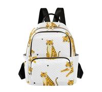 ODAWA Mochila acolchada vintage Sun Moon Stars con bolsillo trasero con cremallera, mochila ligera de viaje, Yellow Tigers White, S, Mochilas Daypack