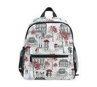 ODAWA Mochila de escuela primaria París Street Scene - Mochila blanca para jardín de infantes para niñas y niños, Paris Street Scene - Blanco, Small
