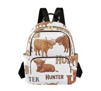 ODAWA Mochila de viaje para mujer, diseño de leopardo, marrón, negro, beige, elegante mochila con bolsillos, Highland Cows Word, M