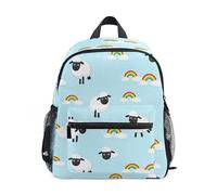 ODAWA Mochila para niños de 12 pulgadas, color azul cielo, con etiqueta de nombre, mochila de jardín de infantes, White Sheep Black Faces, Small
