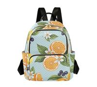 ODAWA Mochilas casuales con estampado de flores y hojas para el trabajo, la escuela, viajes, Azul botánico de frutas, M