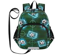 ODAWA Mochilas para niños pequeños con correa de fútbol, color azul neón, verde, mochila escolar para niñas, Fútbol, azul neón, verde, Medium