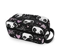 ODAWA Neceser colgante unisex con diseño de pandas, hojas, corazones, organizador de viaje, resistente al agua, para artículos de tocador, Lindos pandas, hojas, corazones, Talla única