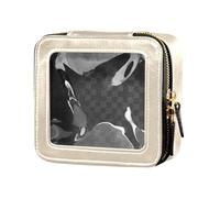 ODAWA Neceser pequeño de piel transparente con ventana para cosméticos, para mujeres y hombres, Látigo de papaya, Talla única