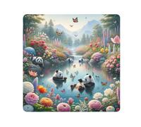 ODAWA Pandas Flowers Blue - Bolsa de maquillaje autoadhesiva, flexible, flexible, plegable, portátil, para viajes