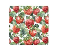 ODAWA Paño autoadhesivo de 35 x 35 cm, diseño de fresas rojas, hojas verdes, antiarañazos para lente de cámara, bolsa de cosméticos portátil para viajes