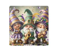 ODAWA Paño autoadhesivo retro con diseño de gnomos de Mardi Gras de 13.8 x 13.8 pulgadas, capacidad intercambiable, bolsa de cosméticos portátil para viajes, Gnomos retro de Mardi Gras, 13.8x13.8in,