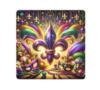 ODAWA Paño autoadhesivo retro de gnomos de Mardi Gras de 13.8 x 13.8 pulgadas, capacidad intercambiable, bolsa de cosméticos portátil para viajes, Morado flor vintage, 17.7x17.7in, Morado flor vintage