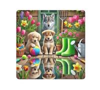 ODAWA Playful Puppies - Paño autoadhesivo amarillo de 21.7 x 21.7 pulgadas, bolsa de maquillaje portátil para viajes, Cachorros juguetones amarillos, 21.7x21.7in, Cachorros juguetones amarillos