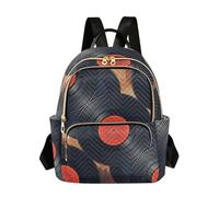ODAWA Red Roses - Mochilas lavables negras para mujer para viajes, Records Retro Black, Mediano, Mochilas Daypack