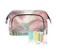ODAWA Seaside Haven - Bolsas de maquillaje grandes para mujer, neceser de viaje, bolsa organizadora para maquillaje, árbol de flores de cerezo, Talla única