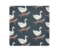 ODAWA Skater Goose Navy - Paños autoadhesivos antiarañazos para lentes de 17.7 x 17.7 pulgadas, bolsa lavable para lentes para cámara, portátiles, cosméticos