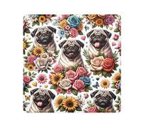 ODAWA Spring Garden Bloom - Protector de lente de cámara autoadhesivo de tela de 35 x 35 cm, protector de lente para cámara, Pugs de flores, 17.7x17.7in, Pugs de flores