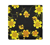 ODAWA Tela autoadhesiva de flores amarillas negras de 55 x 55 cm, antiarañazos, paño mágico de fácil almacenamiento para cámara, tableta, portátil