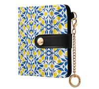 ODAWA Unicorn Rainbow Colorful Dreams - Cartera para mujer con bloqueo RFID, funda de piel sintética, bolsillo para monedas con cremallera y pestaña magnética, Limones amarillos, hojas azules, Talla