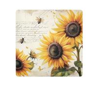 ODAWA Vendimia Girasol Amarillo 55.1 cm x 55.1 cm Tela autoadhesiva antiarañazos Envoltura de lentes, bolsa lavable para cámara, portátiles, cosméticos