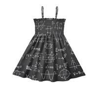 ODAWA Vestido de verano dorado para niñas, transpirable, con tirantes delgados, para salidas de fin de semana, Ecuaciones matemáticas de dibujos animados, color negro, 5-6 años