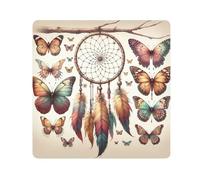 ODAWA Wildflower White - Protector de lente de tela autoadhesivo de 13.8 x 13.8 pulgadas, bolsa lavable para cámara, portátiles, cosméticos, Atrapasueños retro, color beige, 17.7x17.7in, Atrapasueños