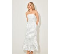 Odd Muse Strapless Peplum Midi Dress White & Polka Dot Talla: S | Vestidos Midi Outlet | Mujer | Blanco