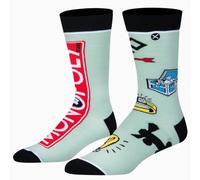 ODD SOX - Calcetines Monopoly Crew - Estampado gráfico clásico de juego de mesa - Talla grande Hombres 8-12 / Mujeres 9.5-13.5, Monopoly Split, Large
