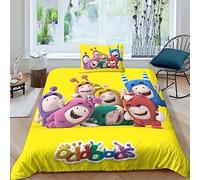 Oddbods Juego De Ropa De Cama, Funda Nórdica 3D con Fundas De Almohada, para Funda De Edredón De Microfibra Suave con Cierre De Cremallera Juego De Single（135x200cm）