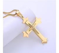 OdDdot 18k Chapado en Oro de Tres Capas Cruzada Colgante Hombres Collares Simple Personalizado clásico joyería joyería de día de San valentín