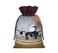 OdDdot Avión en vuelo impresión bolsa de cordón, bolsa de caramelos, bolsa de regalo de vacaciones de Navidad. para suministros de recuerdo de fiesta de vacaciones