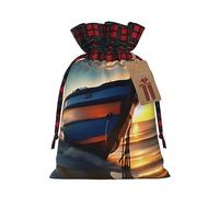 OdDdot Bolsa de cordón con estampado náutico para barco, playa, amanecer, hora, bolsa de caramelos, bolsa de regalo de vacaciones de Navidad. Para suministros de recuerdo de fiesta de vacaciones