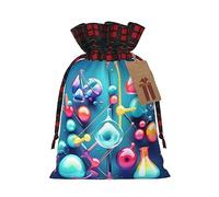 OdDdot Bolsa de cordón de impresión 3D con ilustración de química de ciencia abstracta, bolsa de caramelos, bolsa de regalo de vacaciones de Navidad. para suministros de recuerdo de fiesta de