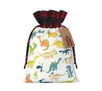 OdDdot Bolsa de cordón de impresión de imágenes de dinosaurios de dibujos animados, bolsa de caramelos, bolsa de regalo de vacaciones de Navidad. para suministros de recuerdo de fiesta de vacaciones