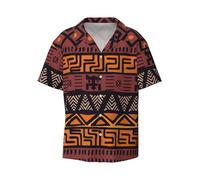 OdDdot Camisa de vestir para hombre de tela de barro africano, con estampado tribal, ajustada, manga corta, casual, para negocios, con botones, Negro, S