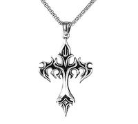 OdDdot Collar de Acero Inoxidable Flame Retro Cross Multi Layered Necklace Personalizado Hip Hop Neckchain Ins Style Minimalist Jewelry