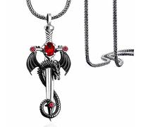 OdDdot Dragón Retro Unisex con Espada Cruzada Hip Hop Colgante Collar Personalizado Día de San Valentín Navidad Luz Joyería de Lujo