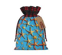 OdDdot fondo azul con muchas estrellas de mar impresión bolsa de cordón, bolsa de caramelos, bolsa de regalo de vacaciones de Navidad