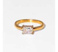 OdDdot Joyería de Moda Acero Inoxidable 18k Chapado en Oro Anillo de circón Cuadrado pequeño Mujeres Regalos de Fiesta de Dedo Personalidad Anillo Creativo