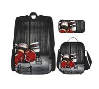 OdDdot Juego de mochila escolar, mochila de viaje, mochila ligera, con bolsa de almuerzo, estuche para lápices, estampado de piel de vaca, Juegos de batería geniales, Talla única, Juego de mochila