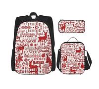 OdDdot Juego de mochila escolar, mochila de viaje, mochila ligera, con bolsa de almuerzo, estuche para lápices, hermoso estampado de mariposas, Animal Wilderness Oso Ciervo, Talla única, Juego de