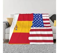 OdDdot Manta de franela súper suave y acogedora con estampado de bandera de España americana, para sofá, cama, sofá, lujosa, cálida y acogedora para todas las estaciones