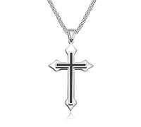 OdDdot Vintage Stainless Steel Cross Pendant Necklace Casual Holiday San Valentín Day Christmas Personalized Light Luxury Men Jewelry