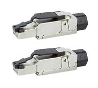 odedo® 2 x Cat.6 A RJ45 Crimp Conector feldkonfektionierbar para Cat 6 A, Cat 7 A 10 Gigabit cat5sh - Cable de Red hasta 8 mm AWG 23 - 26, apantallado con aleación de cinc, contactos Dorados de 50µ