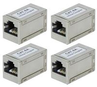 odedo Pack de 4 conectores LAN CAT 6A 10G 10Gigabit RJ45 de metal apantallado, extrapequeño, solo 3 x 1,7 x 1,6 cm, acoplamiento CAT 6, 6 A y CAT 7 acoplador en línea STP