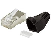 odedo Paquete de 20 conectores crimpados CAT 6/CAT 5e negro de metal apantallado con ayuda de enhebrado y protección contra torceduras, conectores crimpados Gigabit red RJ45, enchufe modular