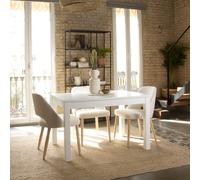 Odel mesa de comedor extensible rectangular 120/170 de madera blanca