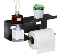 Oderra Portarrollos Papel Higiénico con Estante - Soporte Papel Higiénico Mural Sin Taladro, 2 en 1 con Soporte Extraíble para Teléfono y Toallitas, para Baño y WC Invitados
