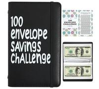 Odetina Carpeta de 100 sobres, reutilizable, tamaño A6, para ahorrar $5,050, sobre de presupuesto en efectivo para escuela, hogar, oficina (negro)