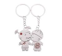 ODETOJOY 1 par de llaveros metal plateado con la figura una pareja besándose Llavero para él y ella Llaveros lindos niños niñas Favor boda Beso Pareja llavero