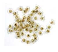 ODETOJOY 100 cierres de pendientes oro plata placa de bala pendientes con tapones de silicona grande reemplazos para peces gancho Earnuts