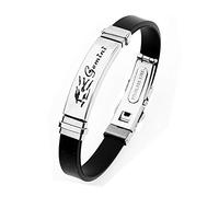 ODETOJOY Negra Constelación Escorpio Pulsera Hombre Acero Inoxidable Signo Zodiacal 12 Zodiacos Pulseras Silicona Astrología Horóscopo, 22 cm, Titanio, acero inoxidable.