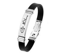 ODETOJOY Negra Constelación Escorpio Pulsera Hombre Acero Inoxidable Signo Zodiacal 12 Zodiacos Pulseras Silicona Astrología Horóscopo, Titanio